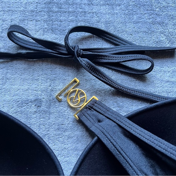 Victoria’s Secret Twist Front Push Up Swim Bikini Top Black Sz 36 D - Picture 13 of 16